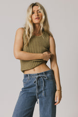 Riley Ribbed Top in Olive