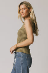 Riley Ribbed Top in Olive