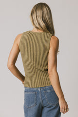 Riley Ribbed Top in Olive