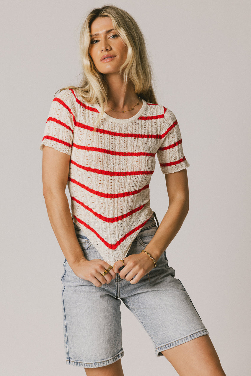 Meggie Striped Sweater in Red