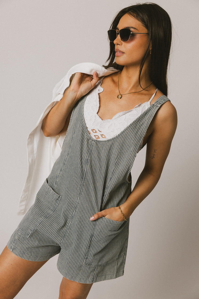 Scottie Denim Overalls in Striped Denim