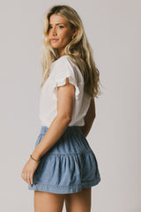 Harpa Tiered Mini Shorts in Denim