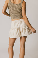 Harpa Tiered Mini Shorts in Oatmeal