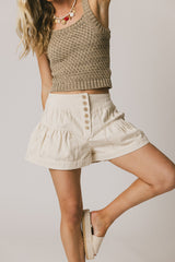 Harpa Tiered Mini Shorts in Oatmeal