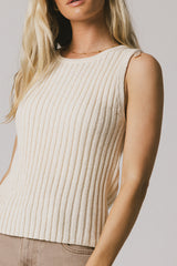 Riley Ribbed Top in Cream