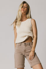 Riley Ribbed Top in Cream