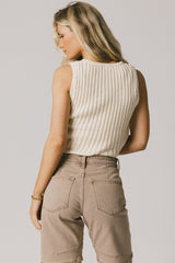Riley Ribbed Top in Cream
