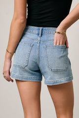 Maggie Utility Shorts in Light Wash