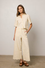 Perrie Floral Wide Leg Pants in Cream