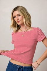 Favor Striped Tee in Red