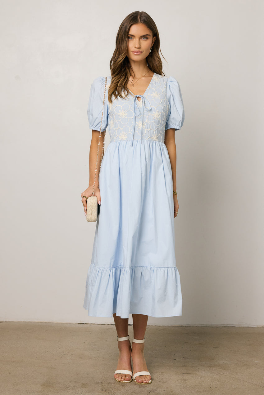 Jozette Floral Midi Dress in Blue