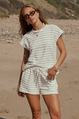 Jessie Striped Shorts in Sage