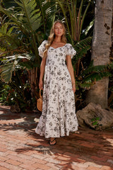Robbie Floral Midi Dress in White