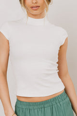 Noel Mock Neck Top in White