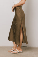 Ellie Floral Maxi Skirt in Olive