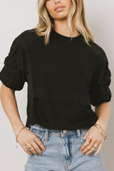 Wyatt Tiered Sleeve Top in Black