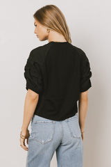Wyatt Tiered Sleeve Top in Black
