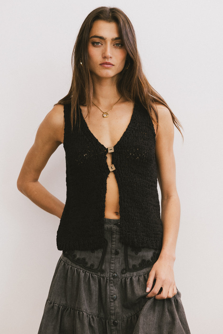 Jean Cardigan Vest in Black