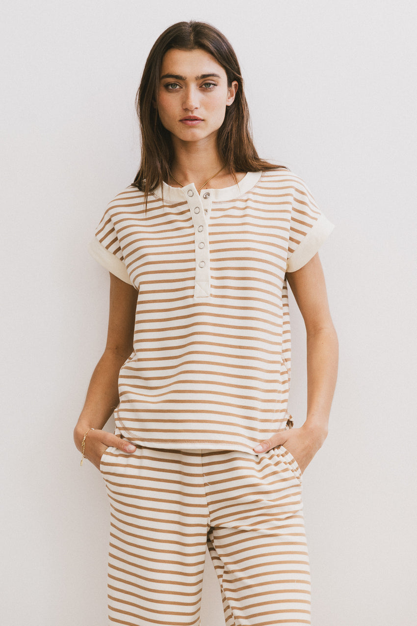 Zia Striped Top in Sand