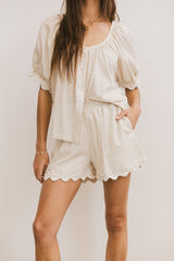 Owen Scalloped Top in Oatmeal