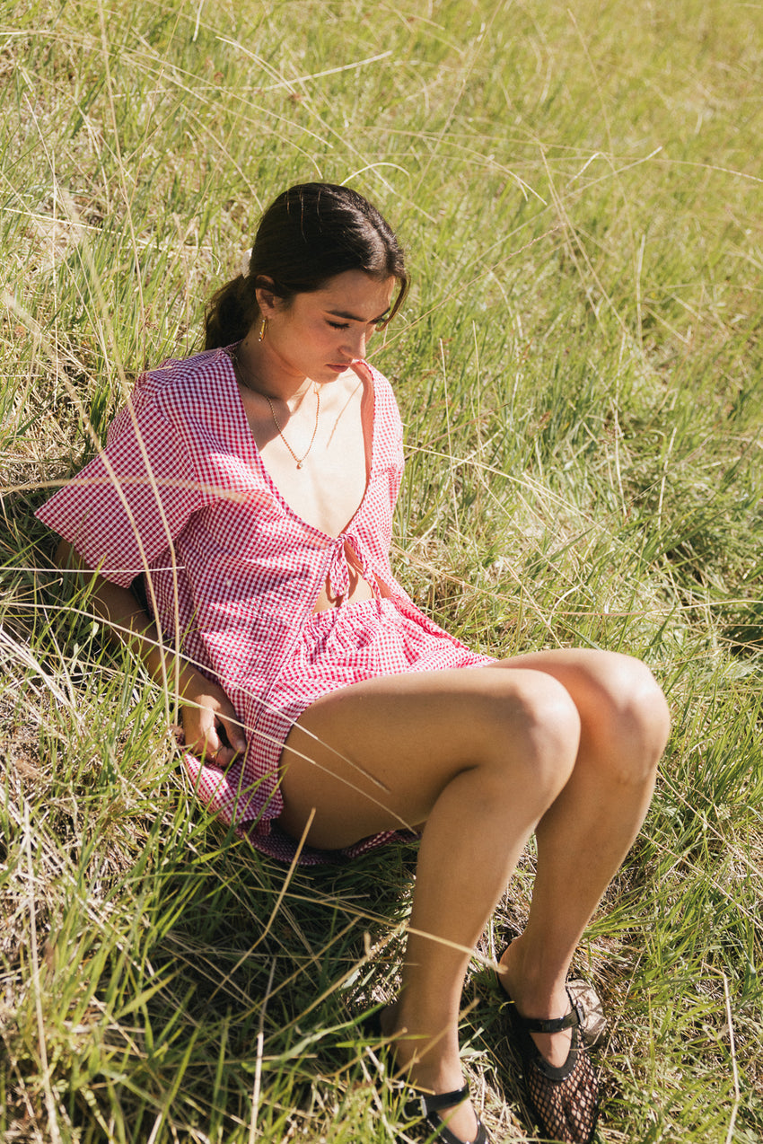 Ember Gingham Shorts in Red
