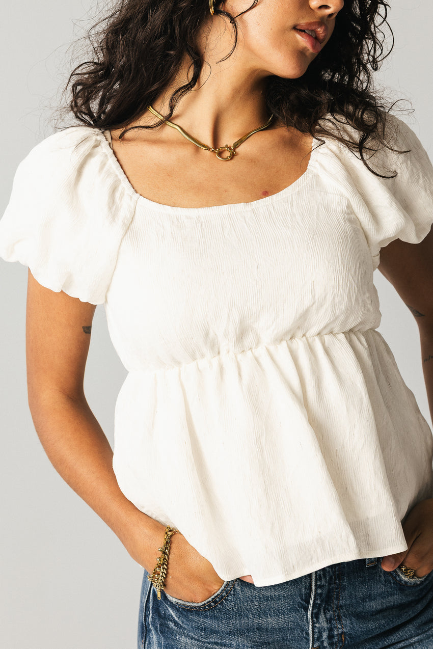 Kevin Peplum Blouse in White