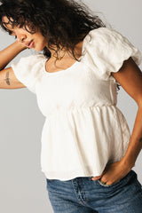 Kevin Peplum Blouse in White