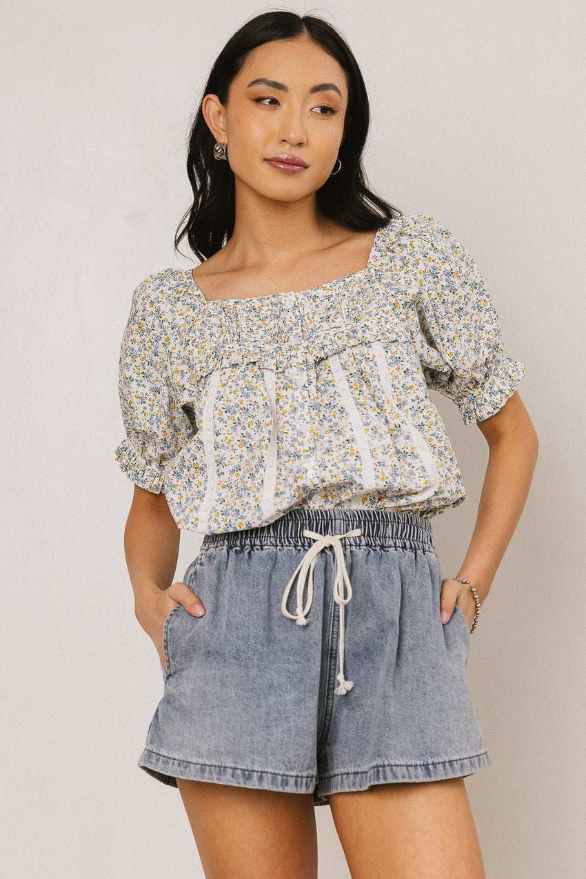 Tiffany Floral Blouse in Blue
