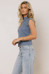 Sunny Mock Neck Top in Blue
