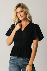Neo Embroidered Blouse in Black
