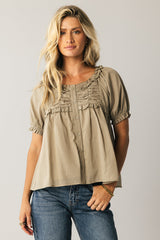 Ryder Ruffle Blouse in Olive