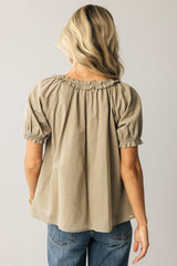 Ryder Ruffle Blouse in Olive