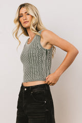 Brayden Cable Knit Sweater in Green