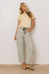 Jocelyn Barrel Jeans in Green Stripe