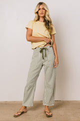 Jocelyn Barrel Jeans in Green Stripe