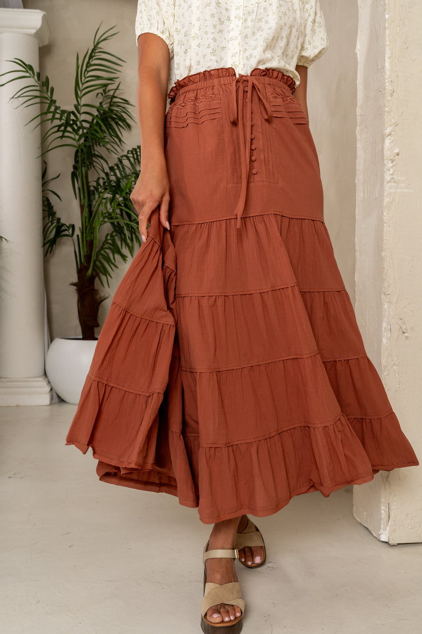 Mira Maxi Skirt in Marsala