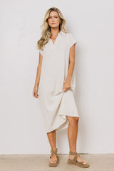Elisa Striped Maxi Dress in Tan