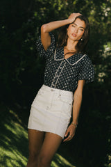 Kayla Collared Blouse in Navy