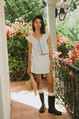Regina Floral Blouse in Blue