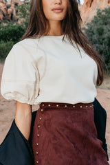 Aspen Puff Sleeve Top in Ecru