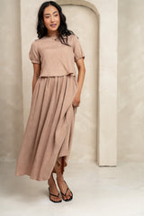 Elani Tie Blouse in Mocha