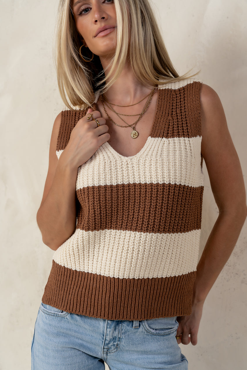 Yasmin Striped Sweater in Camel