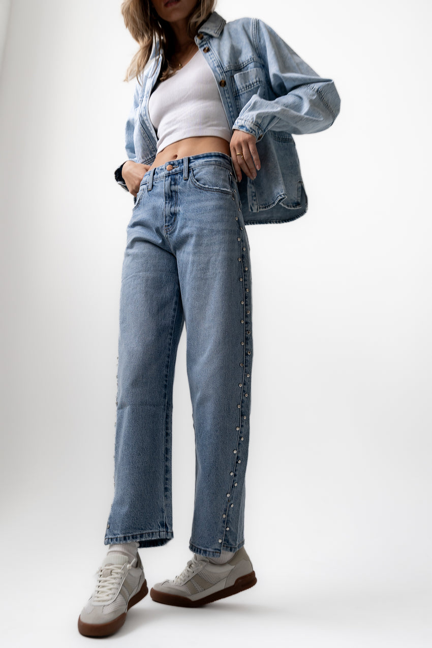 Cleo Studded Wide Leg Jeans