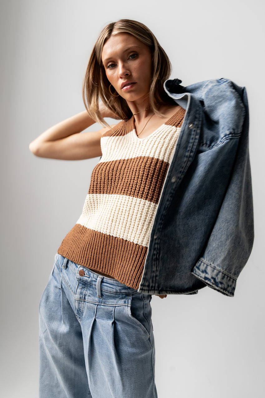 Yasmin Striped Sweater in Camel