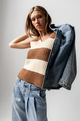Yasmin Striped Sweater in Camel