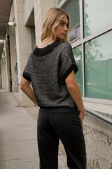 Saige Contrast Sweater in Black