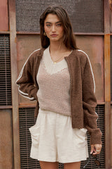 Saige Contrast Sweater in Oatmeal
