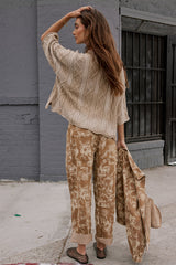Kellie Floral Barrel Jeans in Camel