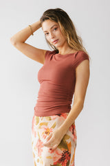 Leia Cap Sleeve Basic Top in Berry