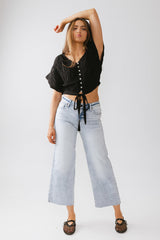 Alma Smocked Blouse in Black